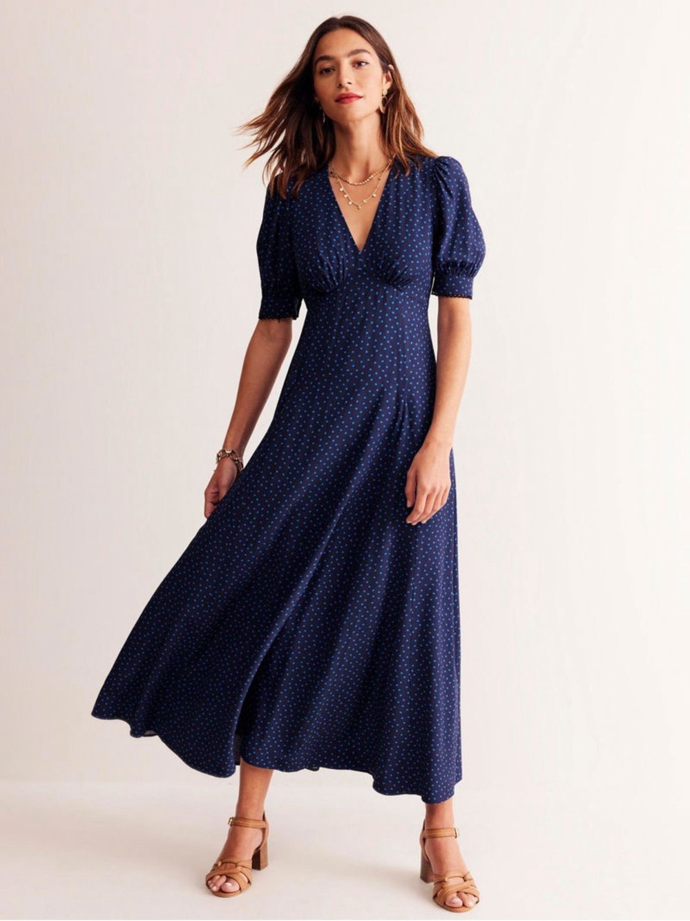 Boden Rosie Godet Tea Dress, Size 4, Blue